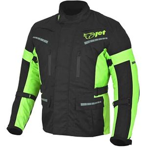 Blouson de moto Jet Blouson Veste Moto Homme Imperméable avec Armure Textile Noir Fluro (Noir)