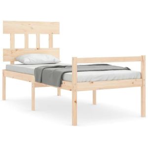 STRUCTURE DE LIT Cadre de lit en bois massif - QQMORA - SPL0673 - 90 x 190 cm - Marron - Contemporain - Design