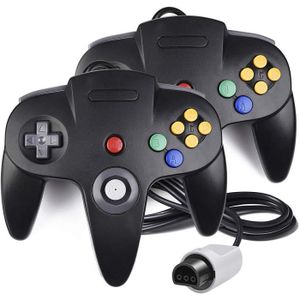 MANETTE JEUX VIDÉO 2PCS Manette De Jeu filaire contrôleur pour Nintendo 64 N64 système Gamepad noir