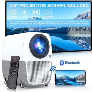 Vidéoprojecteur Vidéoprojecteur Wifi Bluetooth, 8000 Lumens 1080P Full Hd Projecteur Portable, Retroprojecteur Supporte 4K Correction Trapézo[J2496]