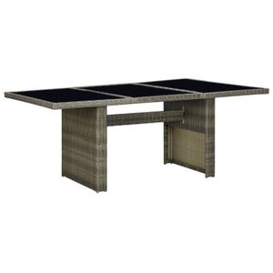 TABLE DE JARDIN  Meuble Table de jardin - Marron - Résine tressée et verre trempé 42.4 KG