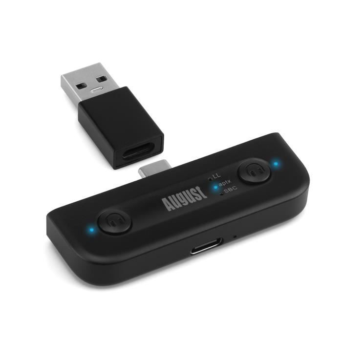 Adaptateur Bluetooth 5.0 pour PS4/PC/Nintendo Switch Lite/station d'accueil  TV, transmetteur audio sans fil avec aptX LL, double flux, chat vocal en  jeu, faible latence, prise en charge des écouteurs Bluetooth AirPods (noir)  