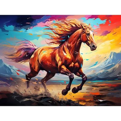 Peinture Par Numéros Cheval – Kit Toile 16x20″ – Peinture Acrylique Pour Adultes
