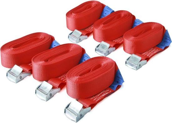 Lot De 6 Sangles D'Arrimage Solides 2m X 25mm Avec Serrure - Fixation Voiture, Vélo, Bagages & Transport