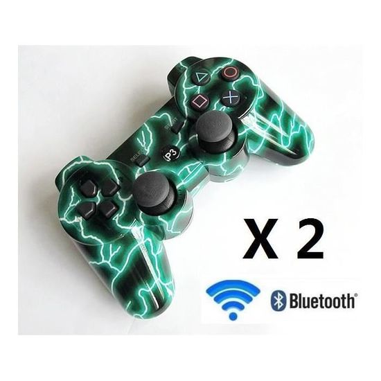 Lot De 3 Manettes PS3 Sans Fil 6 Axes – Couleurs Bleu, Blanc, Noir – Compatibles PlayStation 3