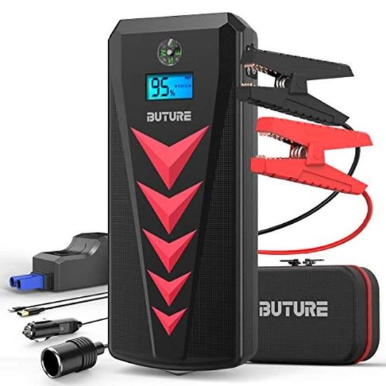 BuTure Booster Batterie, 2000A 22000mAh Portable Jump Starter, Démarrage de Voiture (Jusqu'à 8.0L Essence 8.0L Gazole), Charge
