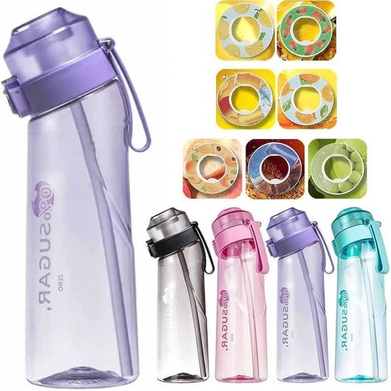 Gourde Bouteille d'eau parfumée fruits 7 Dosettes de saveur Pods Saveur  [sans BPA] avec Paille 650ML Violet - Cdiscount Sport