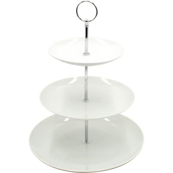 Intirilife Présentoir à Gâteaux 3 Étages En Porcelaine - Support Service Élégant