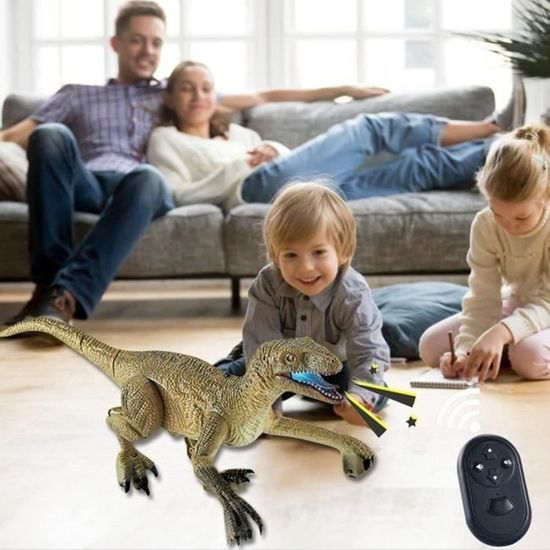FRUSE Dinosaure Télécommandé Jouet Electrique 2.4 GHz Avec LED Lneux,Marchent Et Rugissent