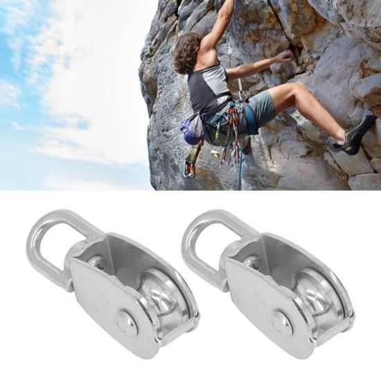 Bloc De Poulie Simple - DIOCHE - Lot De 2 - Acier Inoxydable - Capacité 150 Kg - Rotatif 360