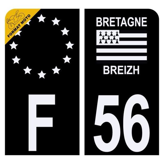 Autocollant Départemental Pour Plaque Moto - Drapeau Vendéen 85, 2 Stickers 60x30 Mm, Fabriqué En France