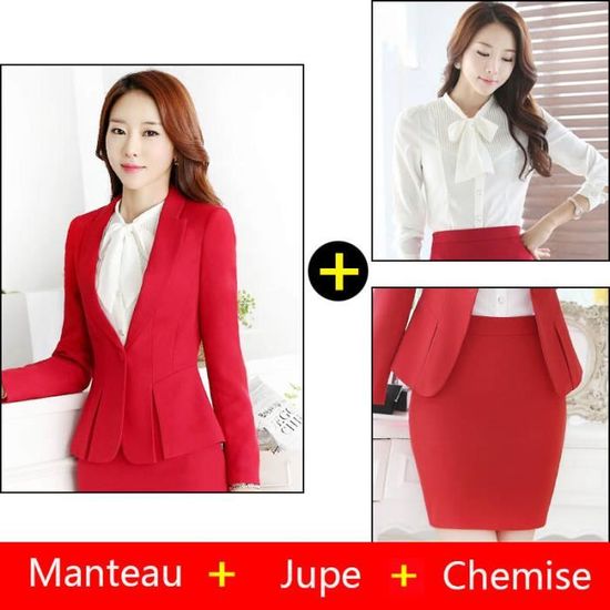 Veste jupe chemise Costume Femme Coupe slim de Marque Style