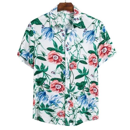 Chemise Femme La Leela Style Hawaïen à Fleurs - Taille L - Violet & Vert - Occasion Parfait État