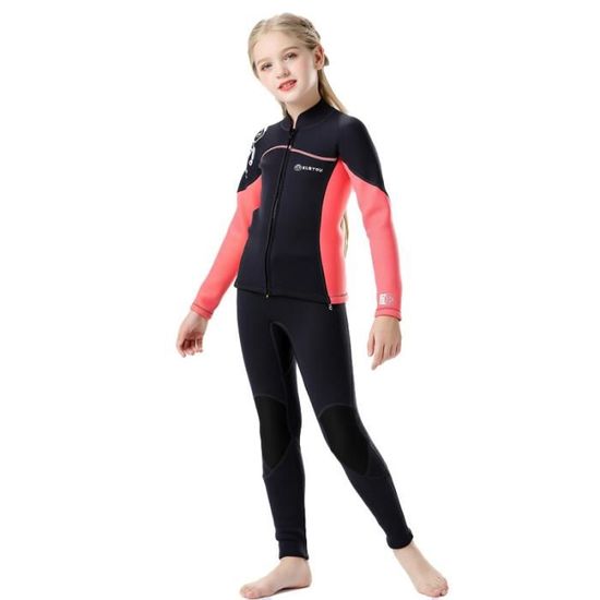 Aiihoo Combinaison Néoprène Enfant Garçon 2.5 Mm – Maillot Bain Thermique Manches Longues Rashguard Plongée Surf