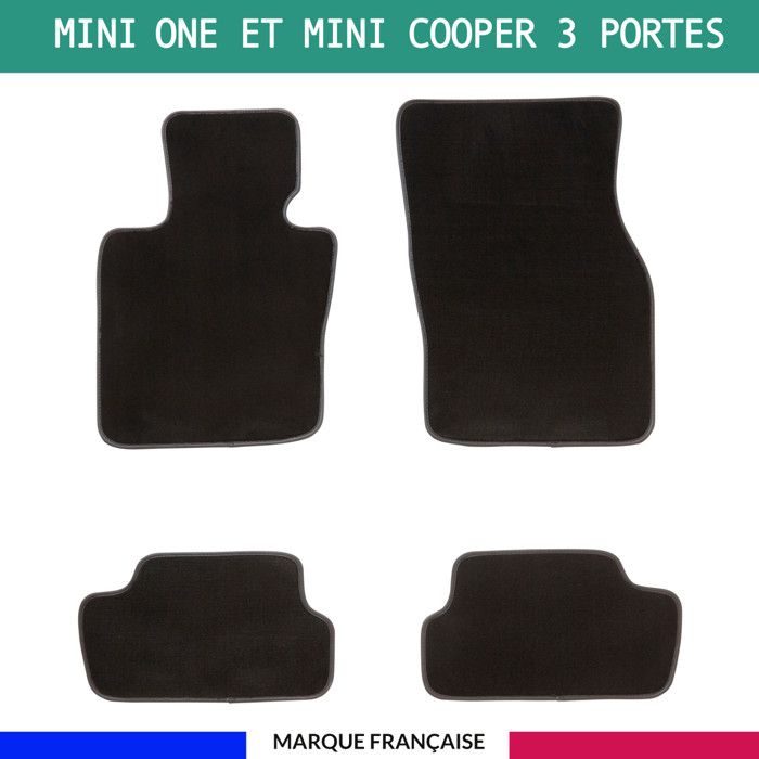 Tapis de voiture - Sur Mesure pour MINI ONE et MINI COOPER F56 3 portes (dès 2013) - 3 pièces - Tapis de sol antidérapant pour auto