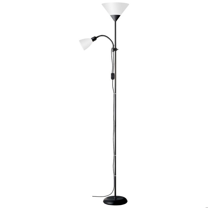 BRILLIANT Lampadaire avec liseuse Spari 4 hauteur 180 cm E27 60W noir et blanc