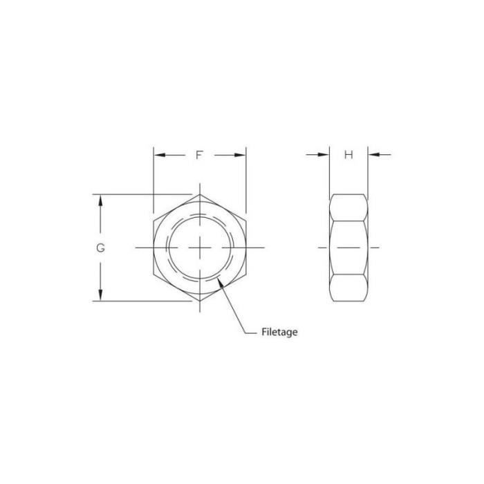 Contre ecrou Metrique 12x125 Pas Droite