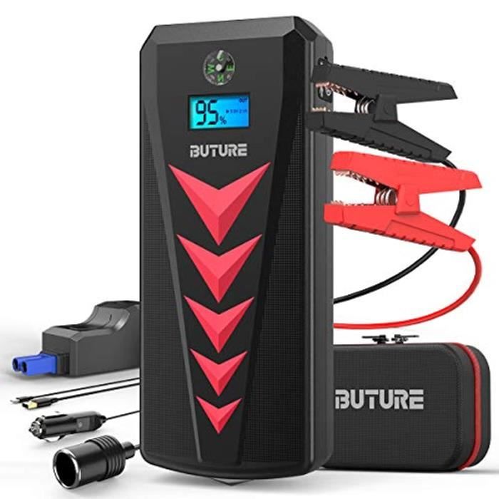 BuTure Booster Batterie, 2000A 22000mAh Portable Jump Starter, Démarrage de Voiture (Jusqu'à 8.0L Essence 8.0L Gazole), Charge Inver
