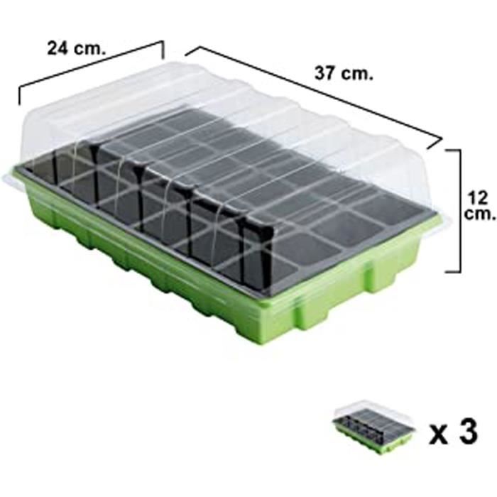 Serre De Germination De Semis 24 Compartiments Avec Égouttoir 3 Pièces Ensembles 08093150