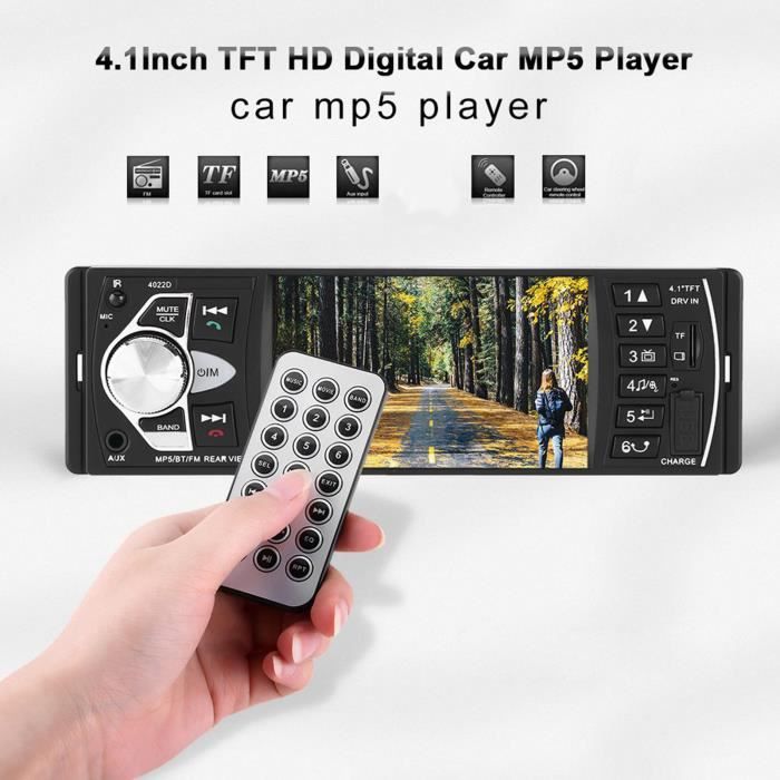 4.1 pouces HD Lecteur MP5 pour voiture Bluetooth voiture MP5 Player FM Radio AUX caméra de recul télécommande au volant