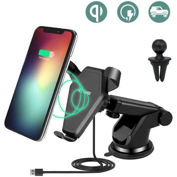 Chargeur Sans Fil Voiture, Qi Chargeur Auto Sans Fil pour Samsung Galaxy Note 8/S8/S8 Plus/S7/,iPhone 8/ 8 Plus/X,Noir