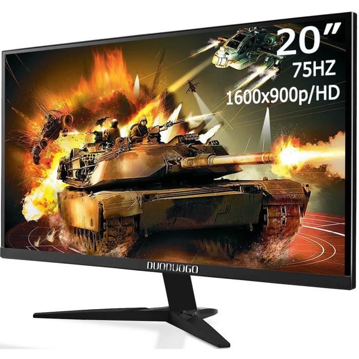 Ecran PC Gaming rapide - Angle de vision complet - 20- Full HD 75HZ/1600x900P LED-MVA - Dalle VA 3-5ms VGA / HDMI