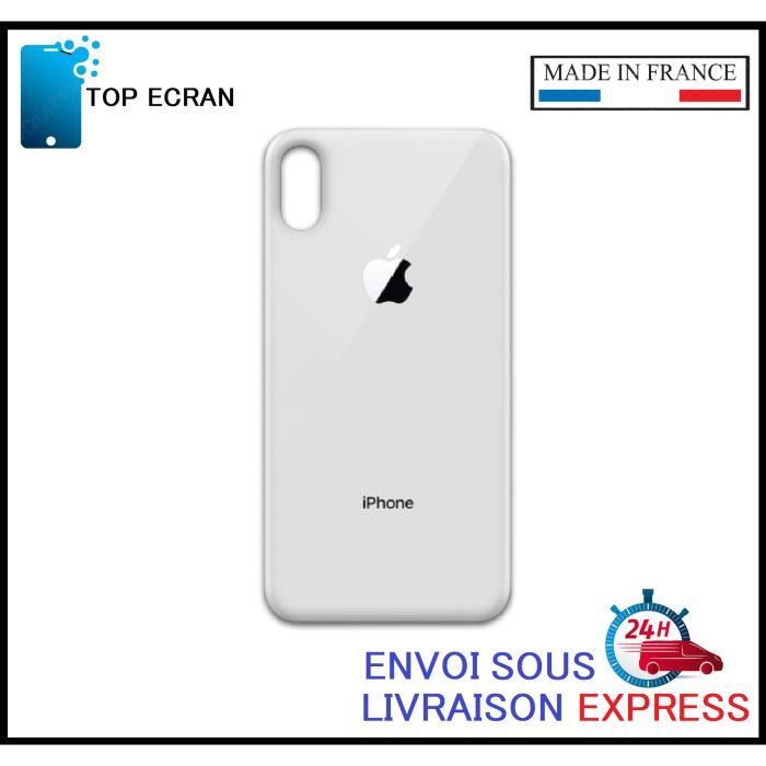 Vitre arrière pour Iphone XS MAX BLANC avec LOGO et Adhesif