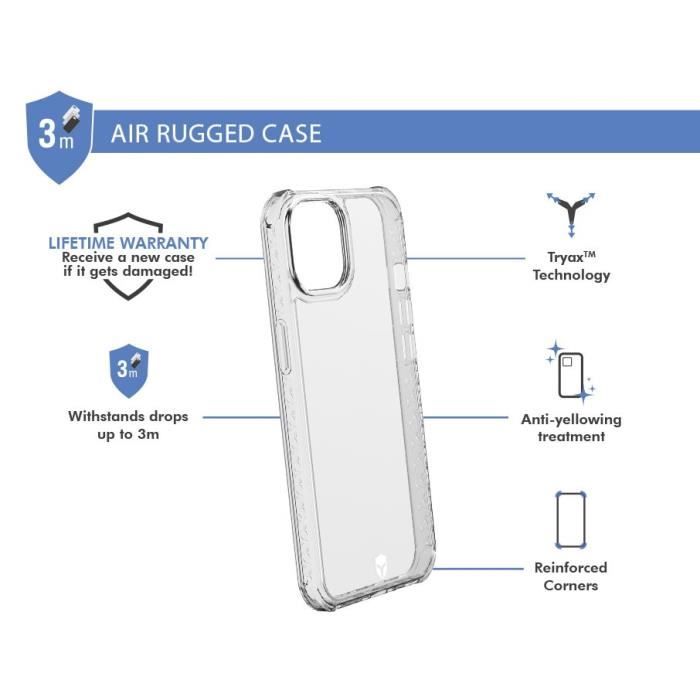 Coque Renforcée AIR Garantie à vie Transparente pour iPhone 13 Force Case