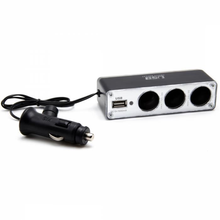 3 Triple allume-cigare 12V / 24V pour voiture USB Power