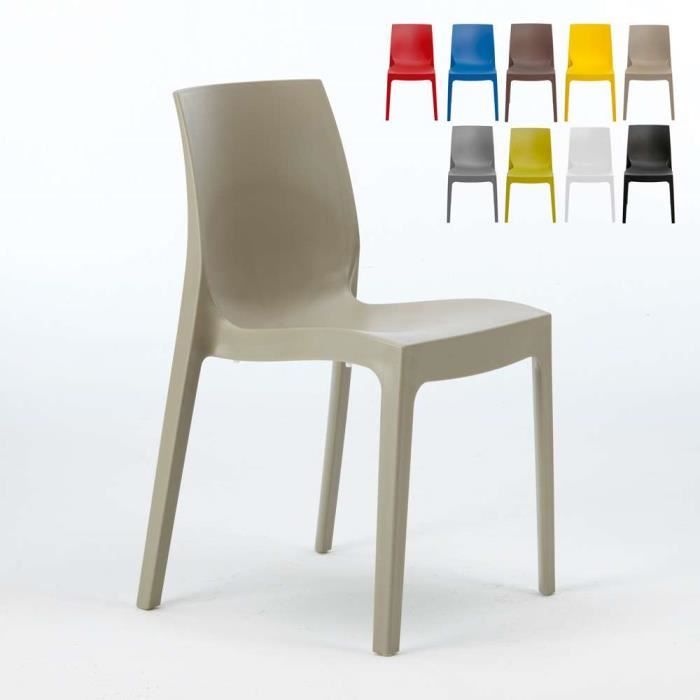 Chaise en polypropylène empilable Salle à Manger café bar Rome Grand Soleil, Couleur: Beige