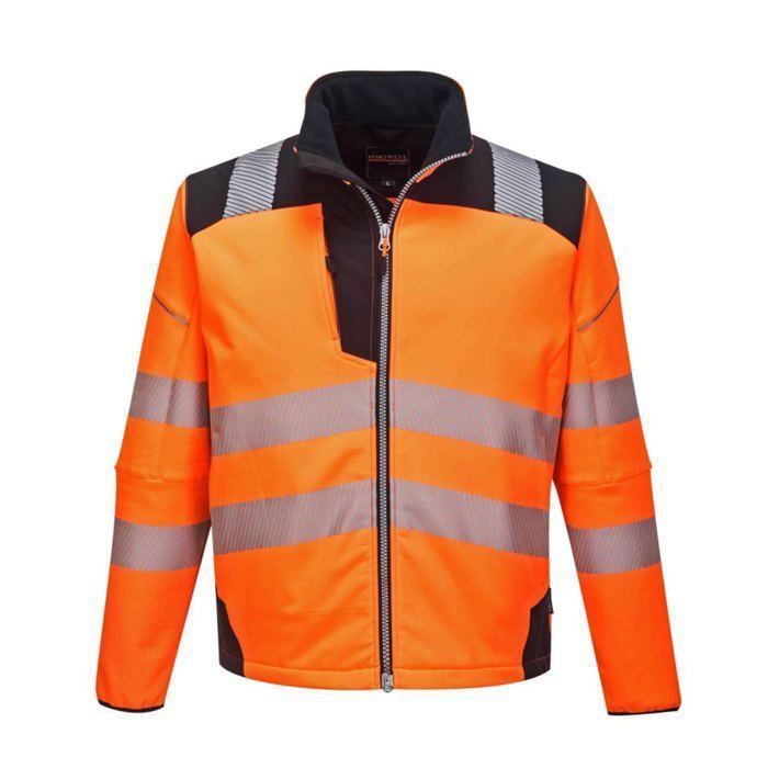 Veste de pluie softshell haute visibilité Portwest Vision - Orange/Noir