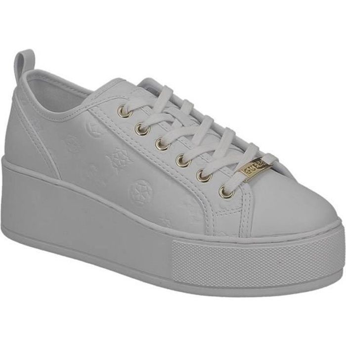Basket Platform femme Guess Neeka blanche logo.