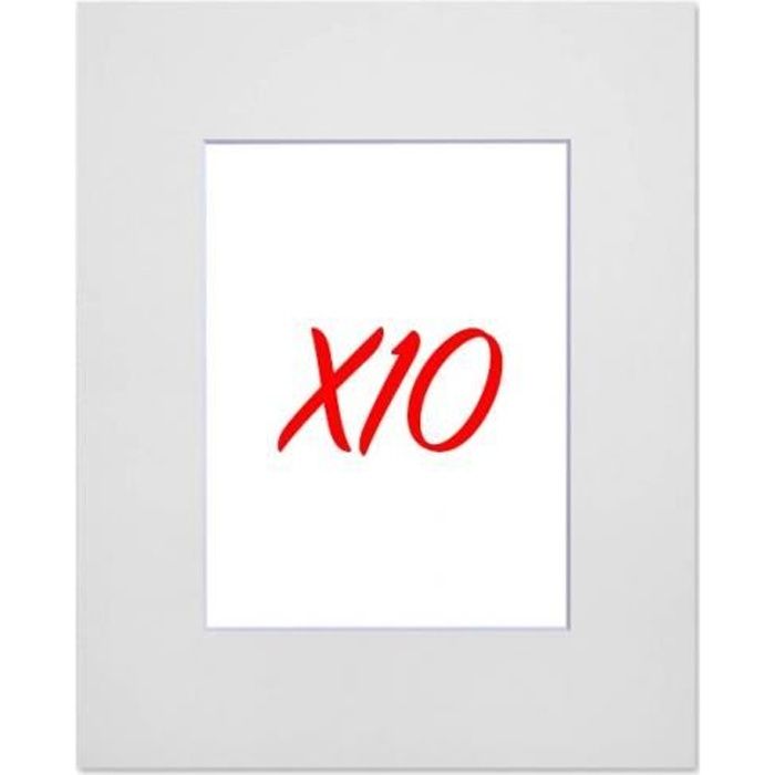 Lot de 10 passe-partouts standard blanc pour cadre et encadrement photo - Nielsen - Cadre 20 x 30 cm - Ouverture 12 x 17 cm