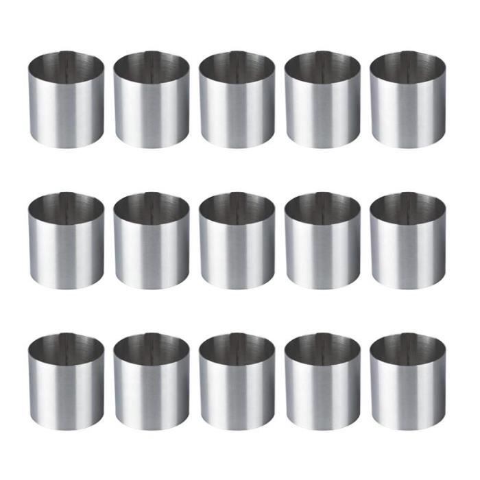 15 PièCes Anneaux de Mousse en Acier Inoxydable Coupe-Biscuit Rond Moule à Gâteau Cuisine Cuisson Pâtisserie Outil pour Tarte,