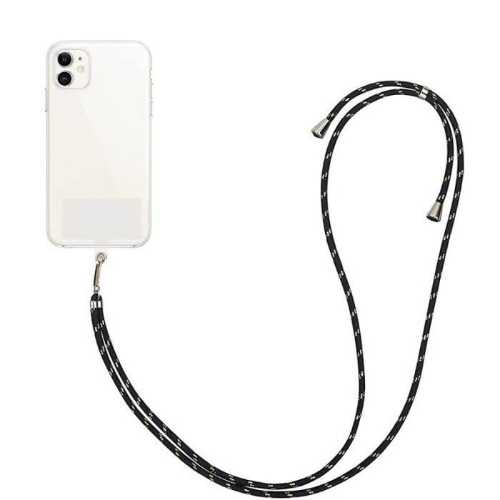 Tour de cou et cordon telephone universel noir argent