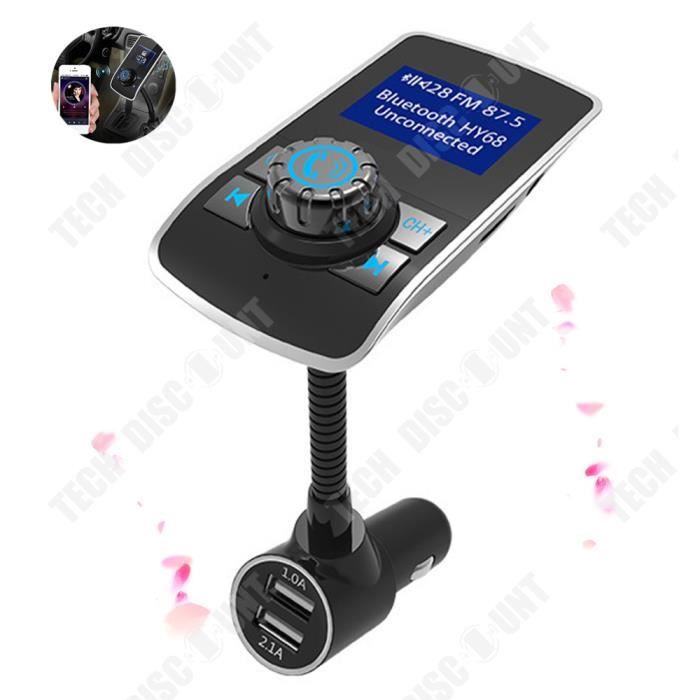 TD® Kit voiture Bluetooth mains libres Bluetooth Charge rapide - Chargeur double USB Lecteur mp3 Transmetteur FM - Accessoire auto