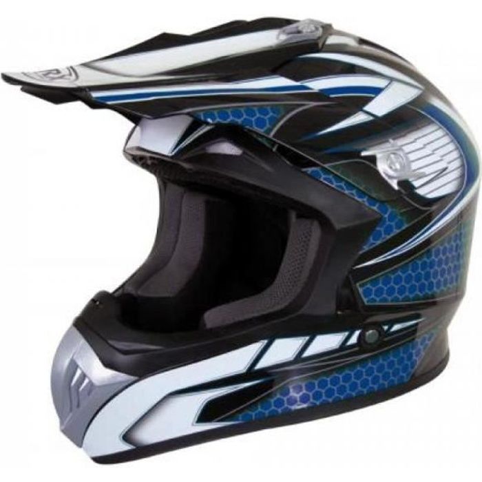 Casque cross de moto scooter Torx Marvin coloris bleu taille L 59-60cm Neuf