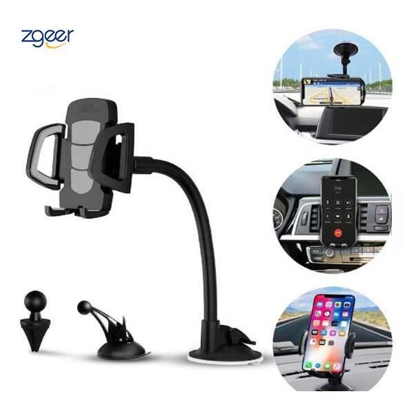 Support Téléphone Voiture 3-en-1 Ventouse Automobile Universel Rotation 360° Support Smartphone Pare-brise Réglable Tableau de bord
