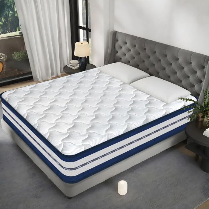 Matelas 140x200 cm - 26 cm Hybride Matelas à Ressorts ensachés et à mémoire de Forme fermeté Moyenne et durabilité 10 Zones
