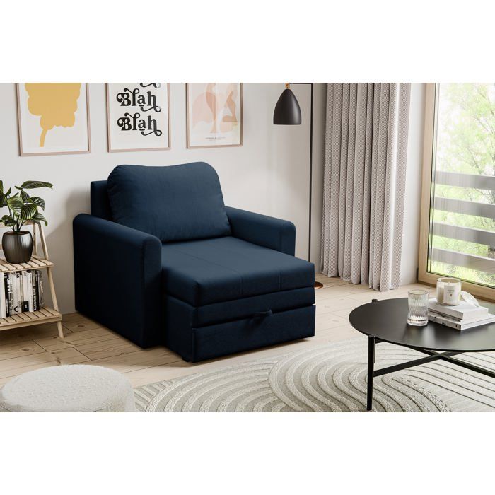 Fauteuil convertible 1 place - DEJANO - bleu marine Fauteuil convertible 1 place - DEJANO - bleu marine