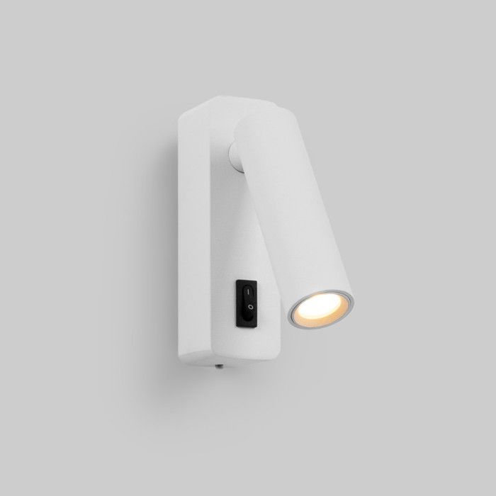 Applique LED 2W 3000K orientable en aluminium blanc avec interrupteur à bouton PISA le montage sur têtes de lit ou surfaces