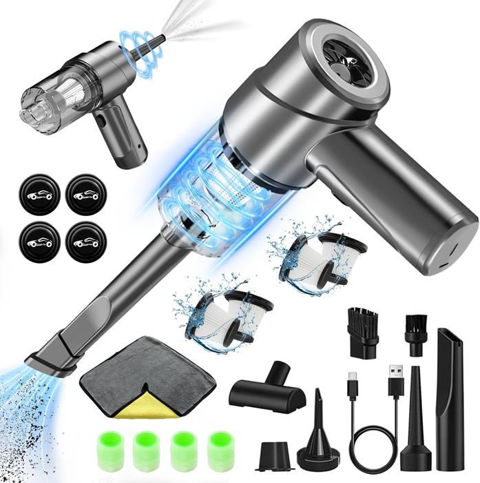 Aspirateur Main 4-en-1 Sans Fil – 12000 Pa – Parfait Pour Voiture Et Intérieur