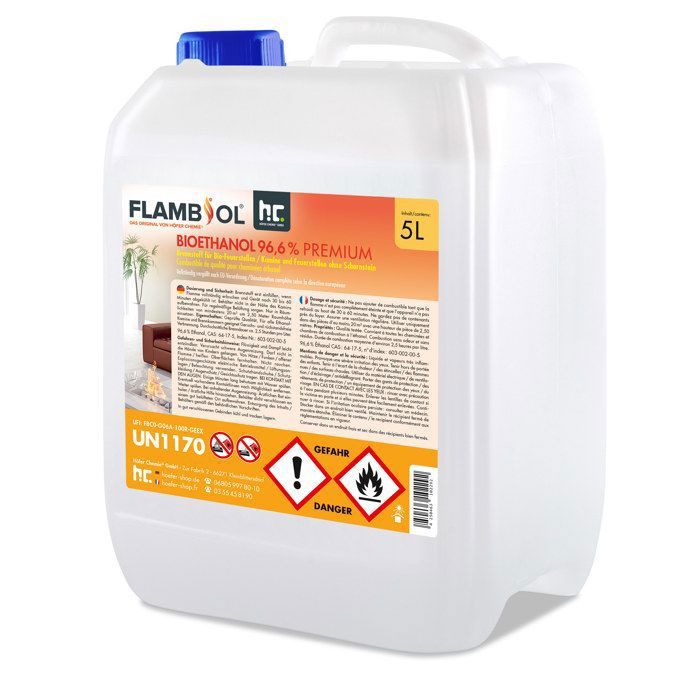 Bioéthanol 96 6% FLAMBIOL® Combustible de Cheminée en Bidon de - vue 4
