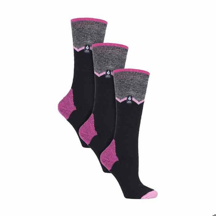 Heat Holders - 3 Paires Chaussettes Ski Femme Thermiques Hiver Hautes Rayées