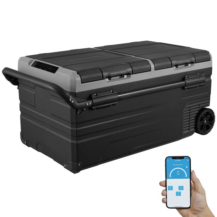 Réfrigérateur de Voiture Duoku 12 Volts 95 L Congélateur Portable à Double Zone de avec Roulettes et Poignée - Duoku