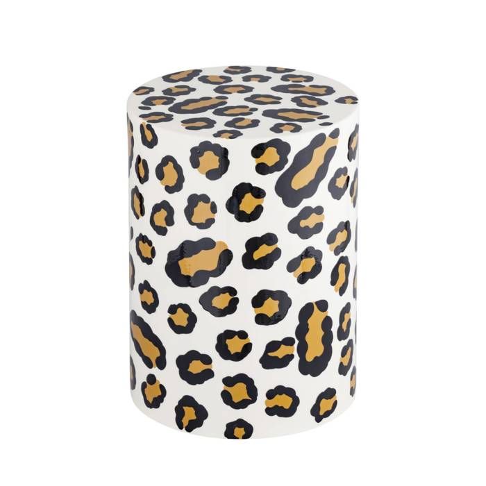 sweeek - Table dappoint bout de canapé table de chevet acier émaillé motif léopard Ø33 x H 46cm NOKO