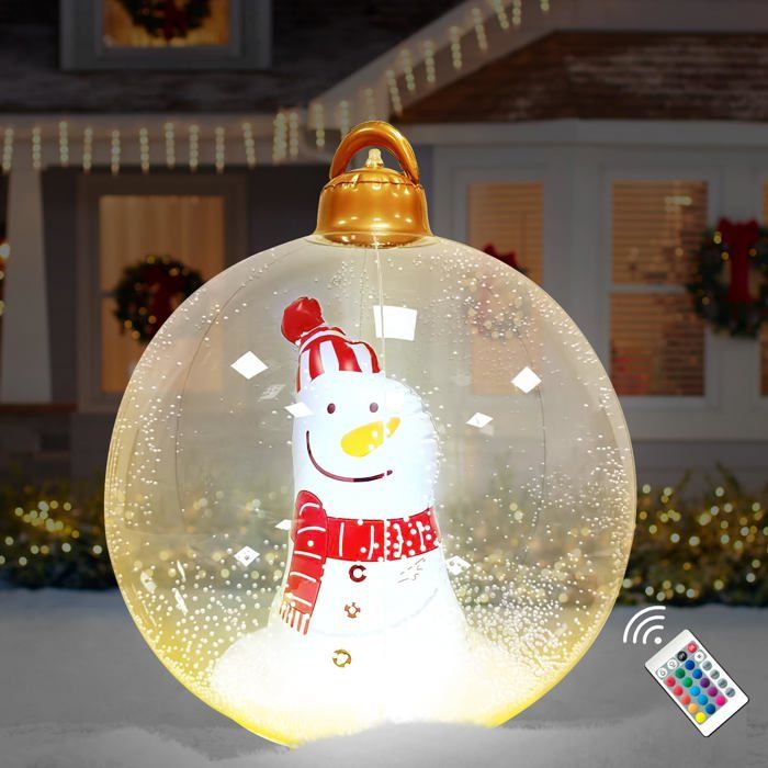 Boule De Noël Gonflable Géante 58 Cm - Décoration Extérieure/intérieure PVC - Motifs Flocons, élan, Sapin