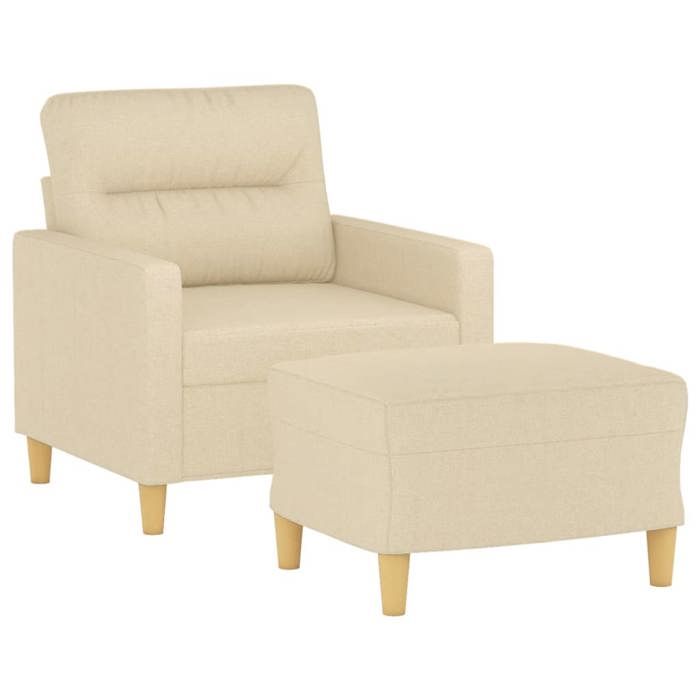Fauteuil moderne avec repose-pied - VIDAXL - Crème - 60 cm - Tissu polyester - 78x77x80 cm - Moelleux - Contemporain