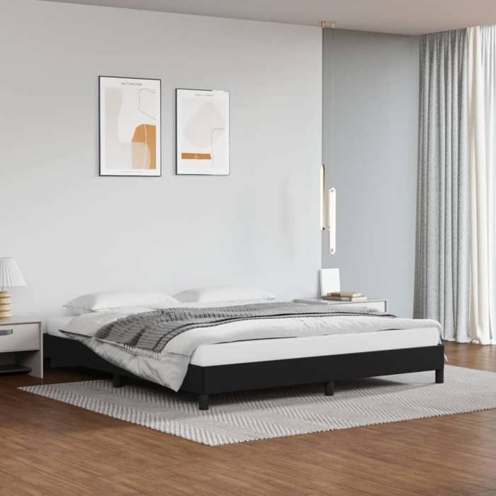Cadre de lit en similicuir - vidaXL - 160x200 cm - Noir - Similicuir durable - Pieds robustes - Lattes de contreplaqué