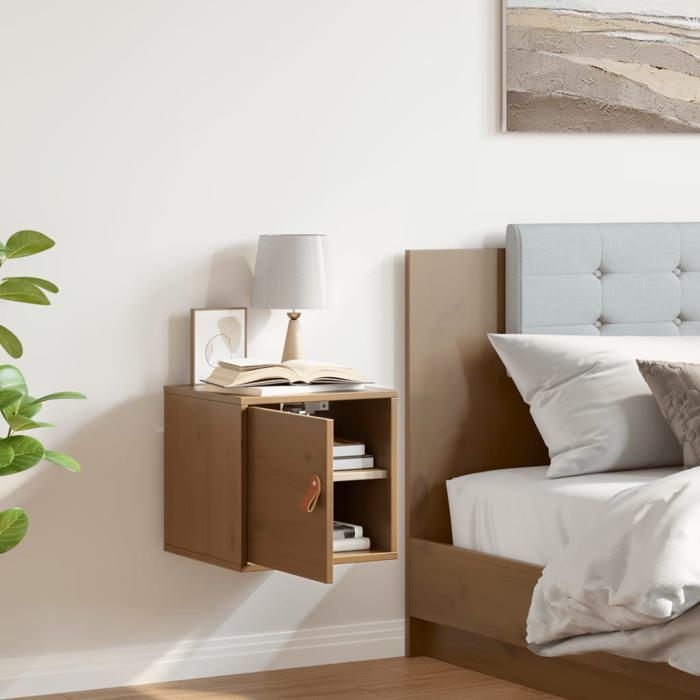 ABBO-SALE*Armoire flottante JILLS - Cabinet/ Armoire murale Marron miel 31 5 x 30 x 30cm - Bois de pin massif SOL848195
